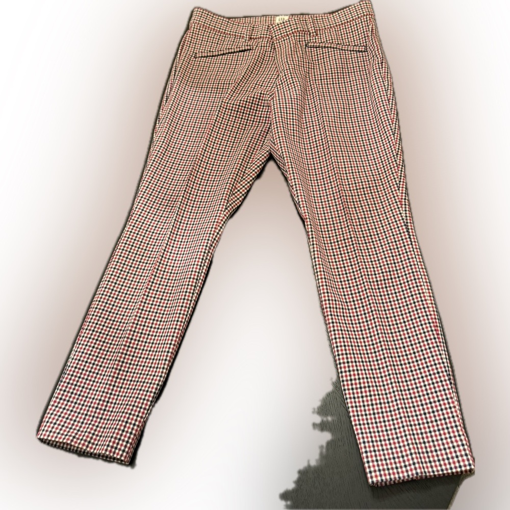 Women’s GAP red, white & black checkered pants size 12 signature skinny ankle